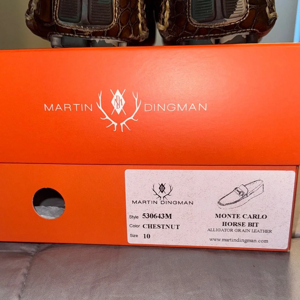 Martin Dingman Crocodile Embossed Brown Loafers - Picture 6 of 6